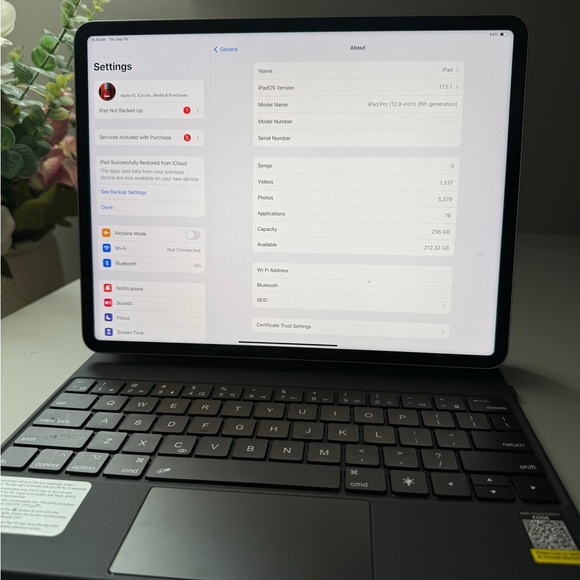Apple iPad Pro in Silver with Black Keyboard